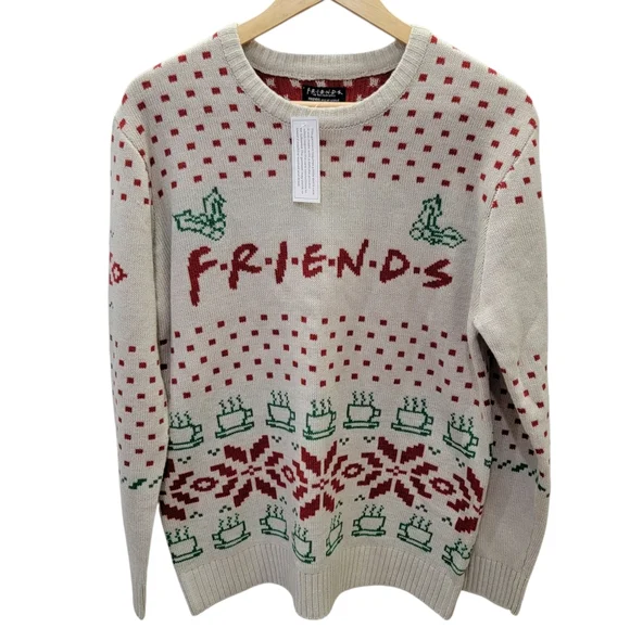 Friends Unisex Crewneck Knit Sweater TV Series Snowflakes Coffee Mugs Men’s M - Picture 16 of 17
